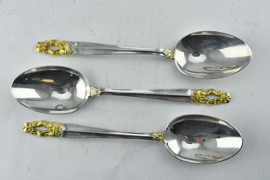 3pc. Hispana-Sovereign "Gold" by Gorham Sterling 8 1/2" Serving Spoon Set 8.3oz