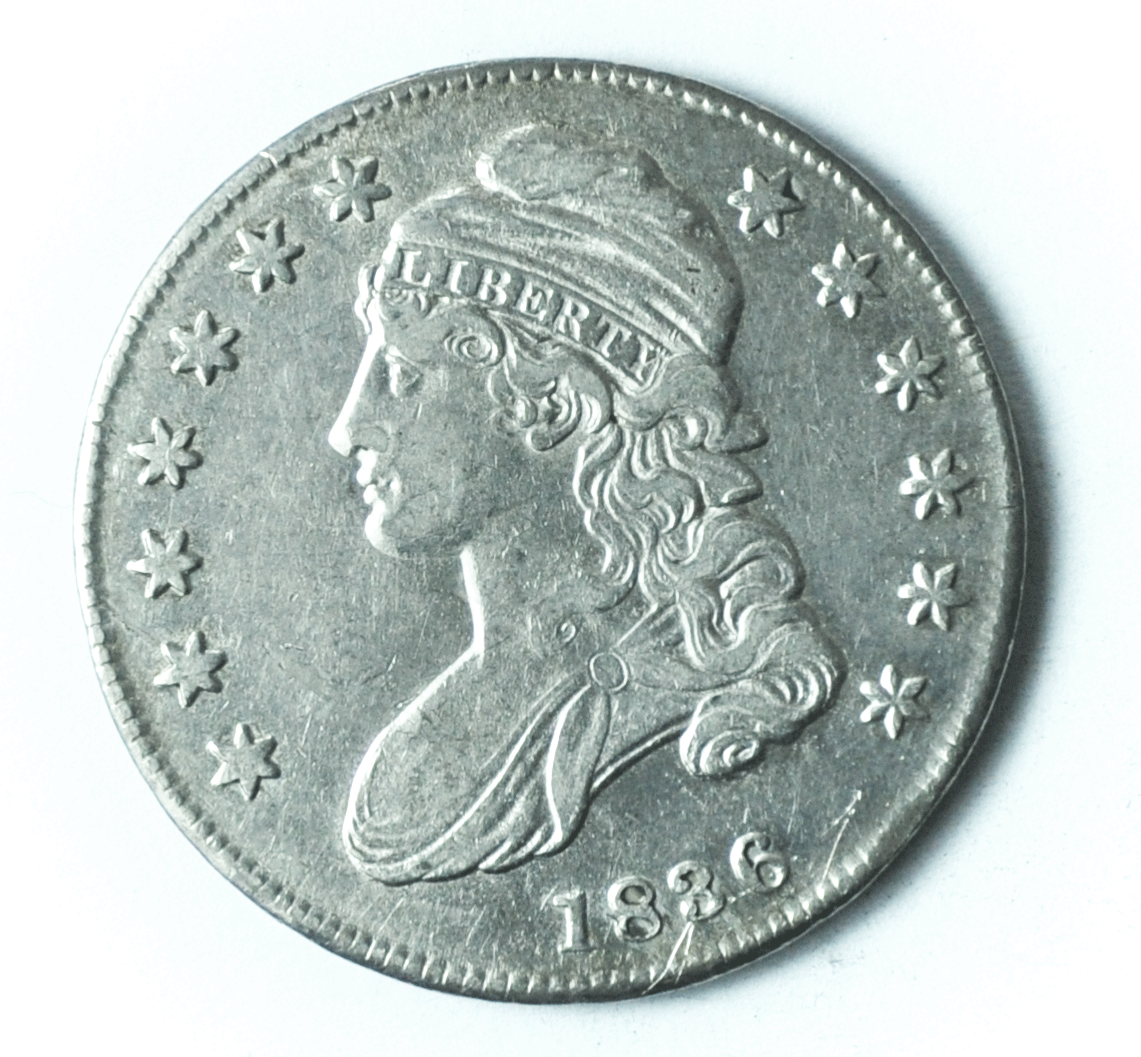 1836 50c Capped Bust Silver Half Dollar Fifty Cents US Lettered Edge