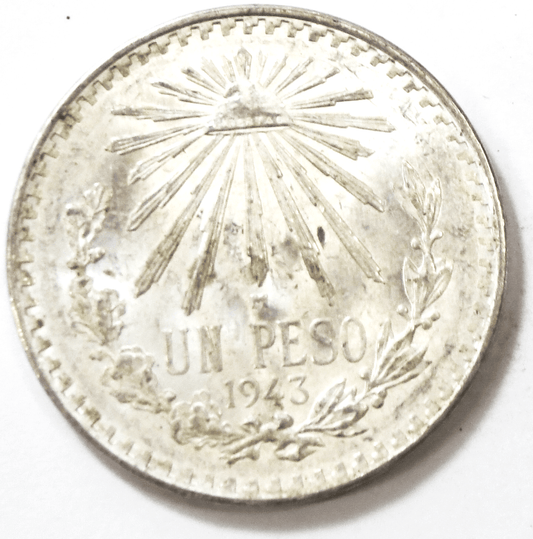 1943 Mexico Silver One Peso AU-Unc Coin KM#45