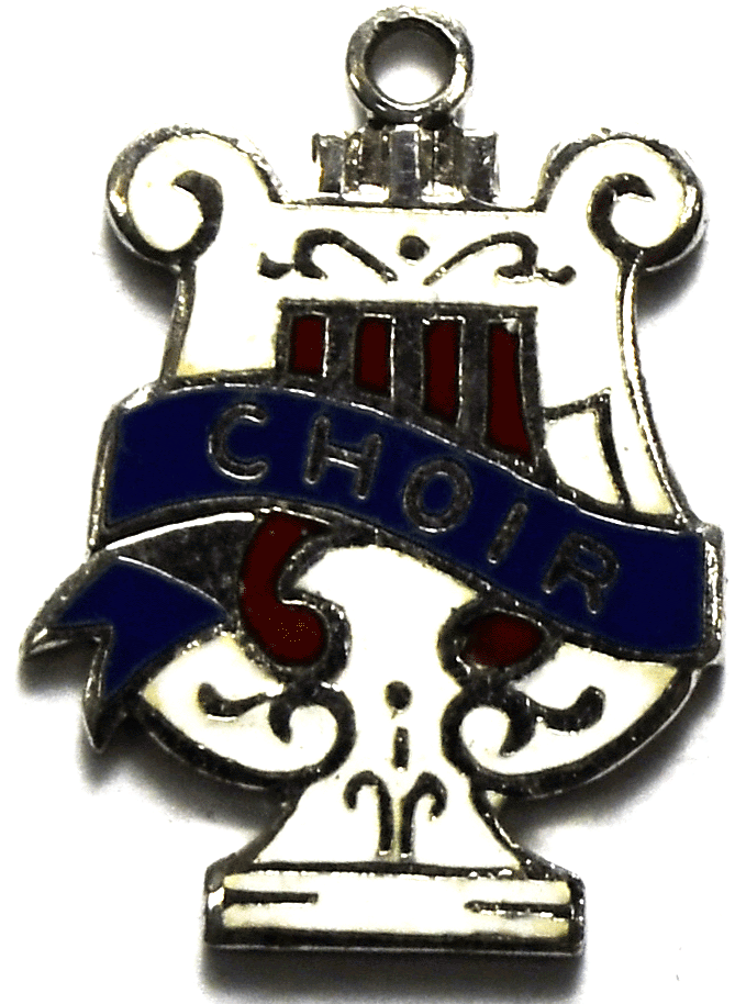 Sterling Silver Griffith Enamel Choir Harp Charm 19mm x 14mm Red White Blue