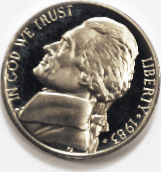 1983 S 5c Jefferson Proof Nickel Five Cents Uncirculated From Proof Set