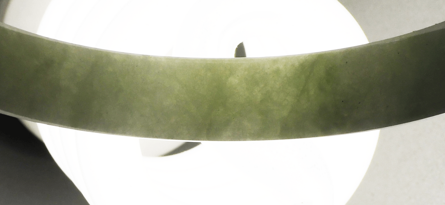 Large Pale Green Carved Jadeite Jade Bangle Bracelet 13mm 3.5"