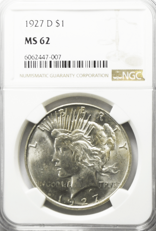 1927 D $1 Peace Silver One Dollar US NGC MS62 Denver VAM 2A