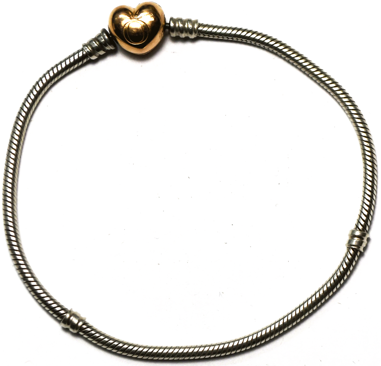 Sterling Silver Pandora Rose Gold Tone Heart Clasp Bracelet 9"