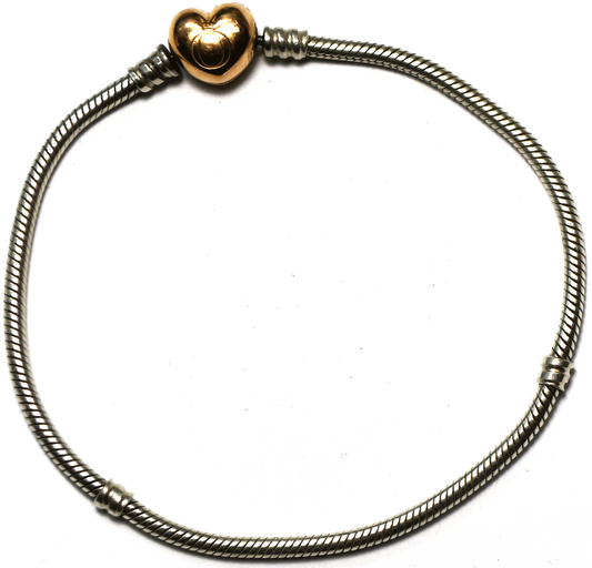 Sterling Silver Pandora Rose Gold Tone Heart Clasp Bracelet 9"
