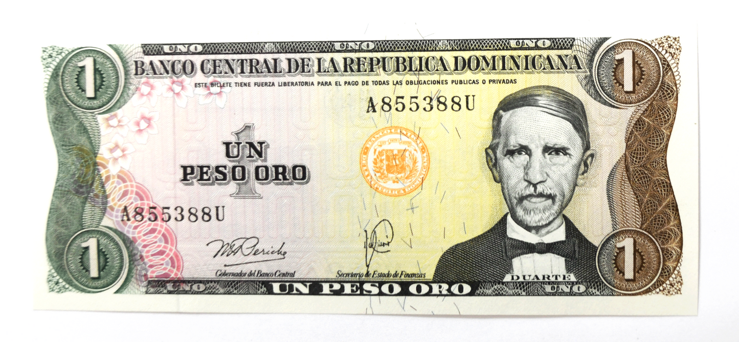 1979 $1 One Dollar Dominican Republic Uncirculated Banknote A855388U