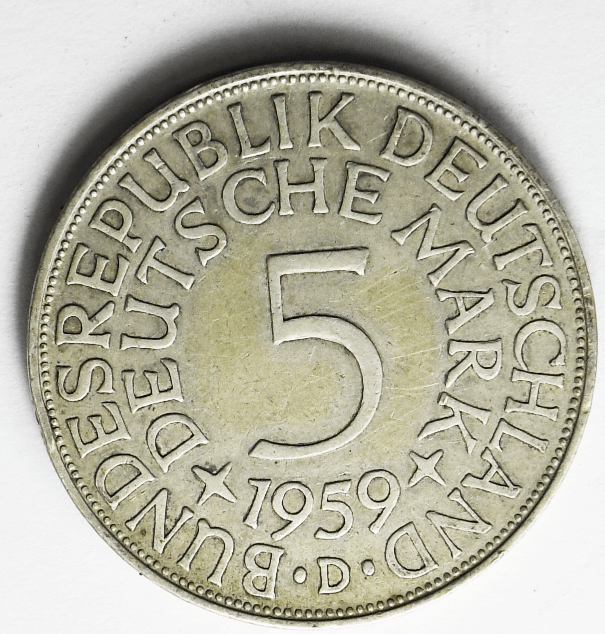 1959 D Germany Federal Republic 5 Five Mark Silver Coin KM# 112.1