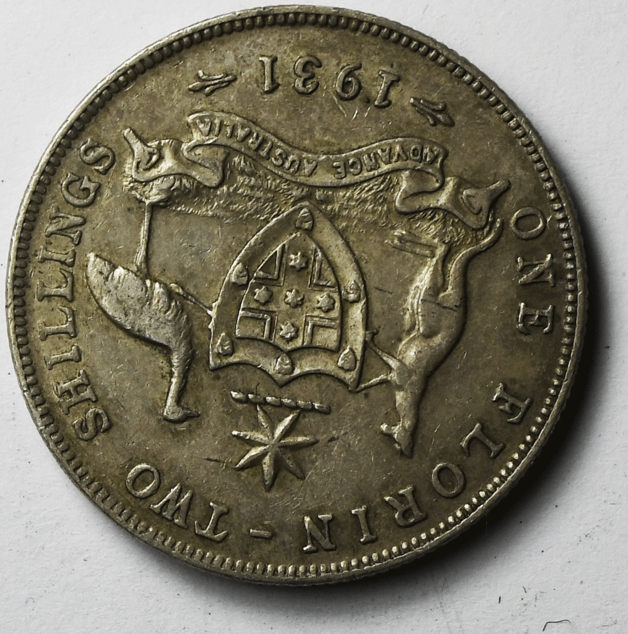 1931 Australia Florin Silver Coin  KM# 27