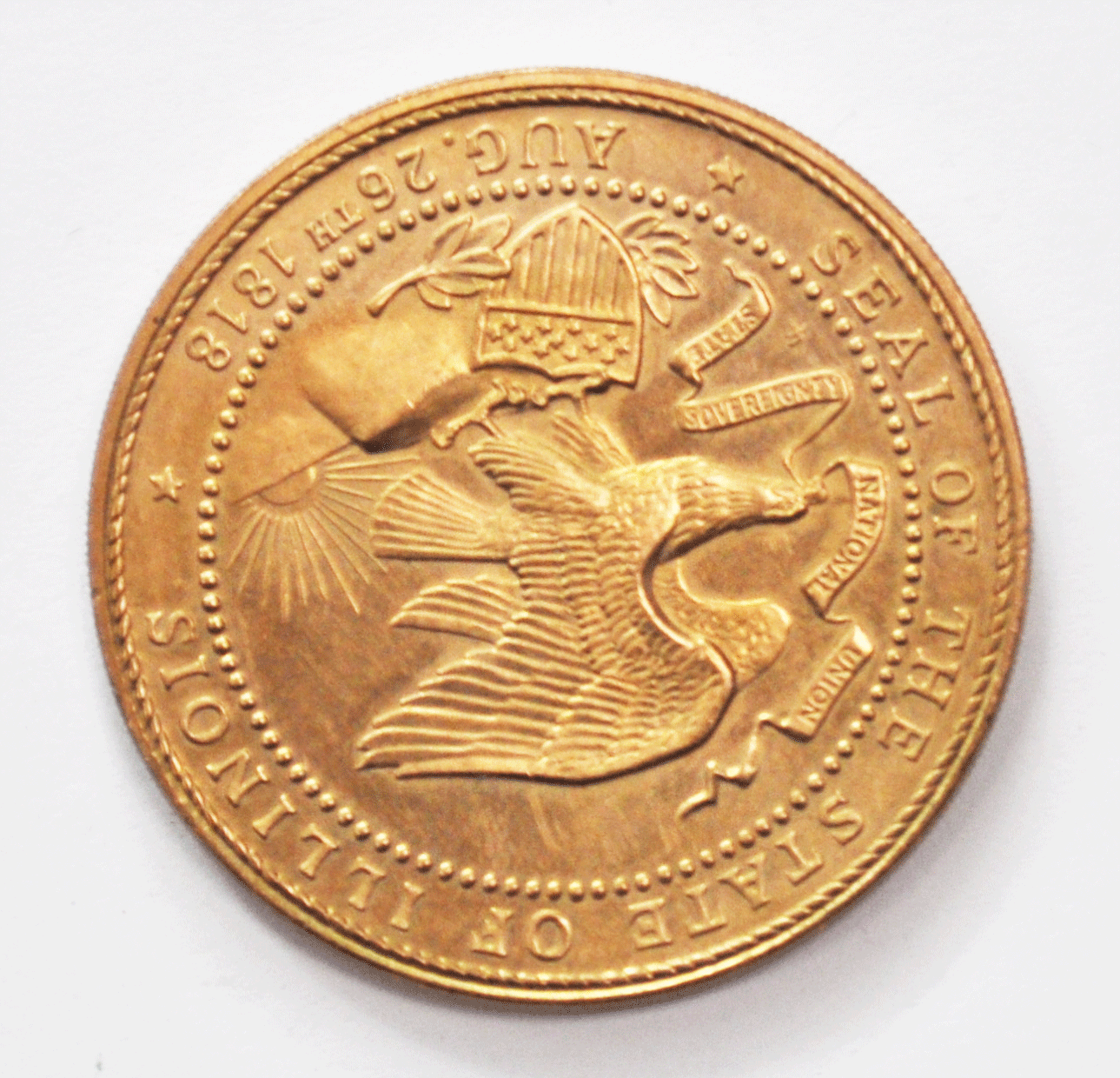 Illinois State Seal Sesquicentennial Medal 1968 Jet Wagon 150 Years 39mm