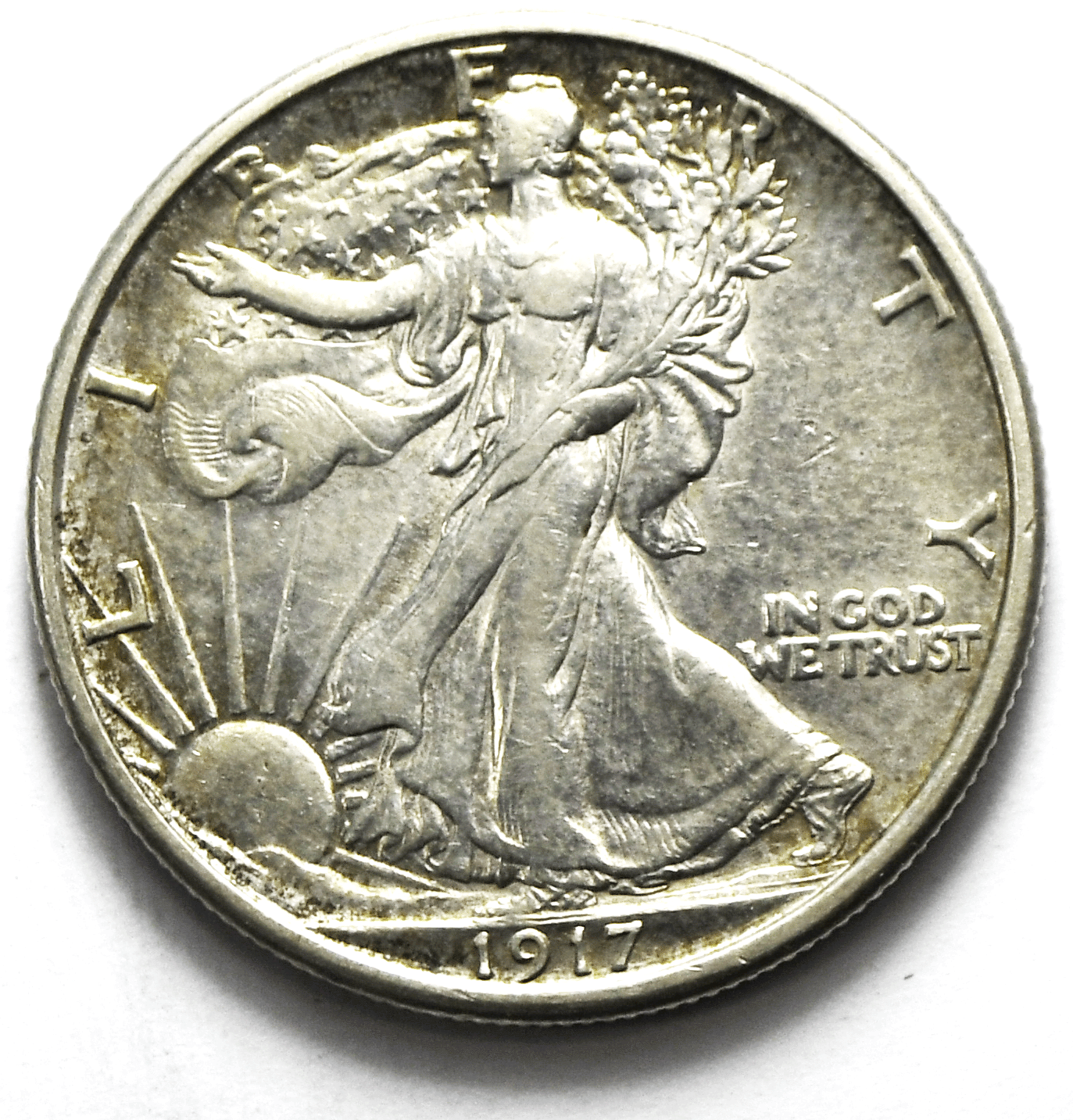1917 50c Walking Liberty Silver Half Dollar Fifty Cents Philadelphia AU