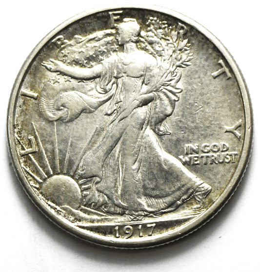 1917 50c Walking Liberty Silver Half Dollar Fifty Cents Philadelphia AU