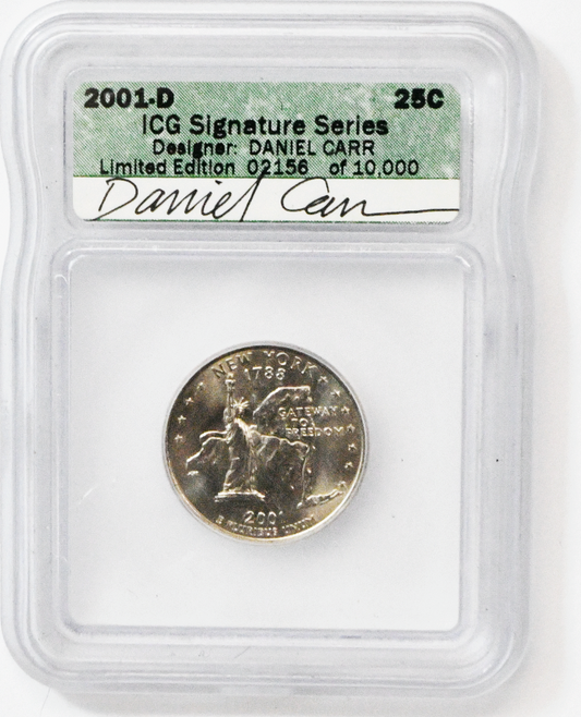 2001 D 25c Washington Quarter Dollar ICG Signature Series Daniel Carr