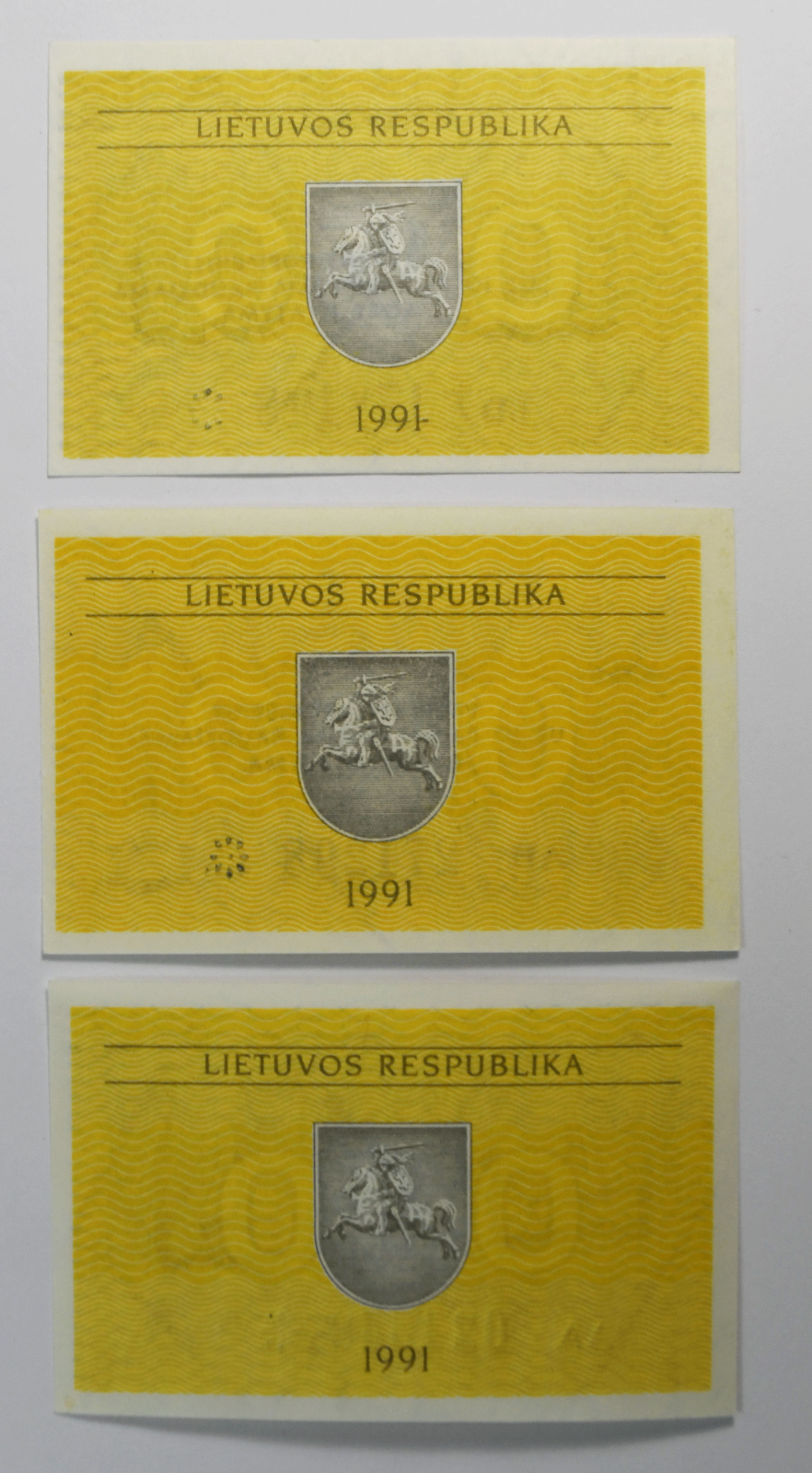1991 Lithuania Uncirculated Banknotes .10 .20 .50 Talonas