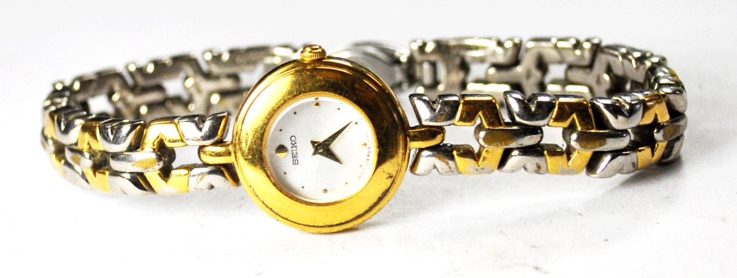 Women's Seiko Two Tone Quartz 1N00 1C70 Wristwatch 20mm Fancy Clasp