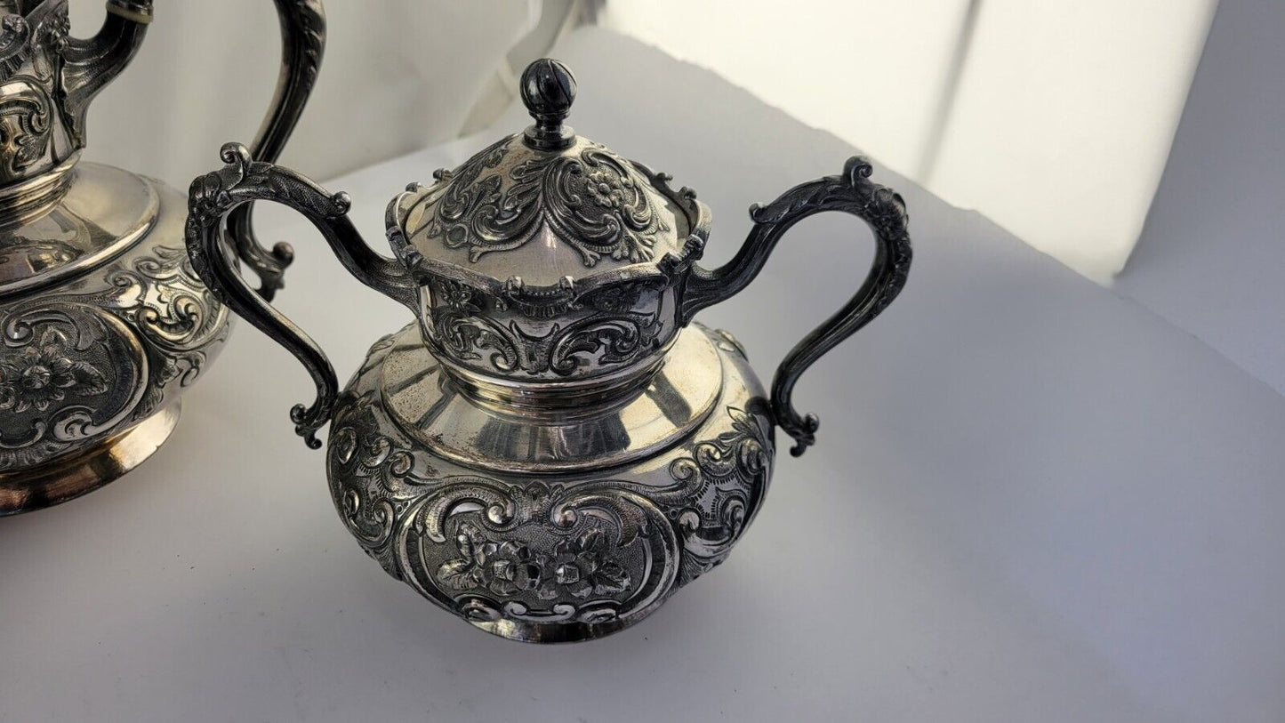 Rogers Smith Victorian Quadruple Plate 5pc Coffee & Tea Service Set  Meriden CT