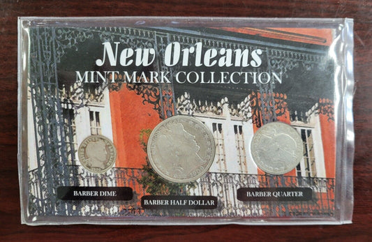 New Orleans "O" Mint Mark Collection 1908 Half, 1903 Quarter, 1902 Barber Dime