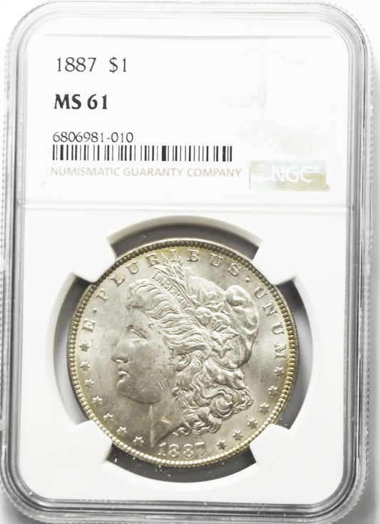 1887 $1 Morgan Silver Dollar MS61 NGC Uncirculated Philadelphia VAM 3A