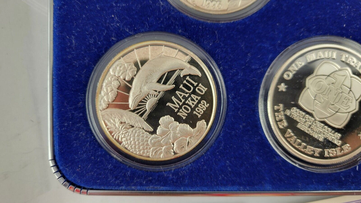 1992-1996 Proof Maui Trade Dollars  .999 1oz. Fine Silver 5pc Collectors Edition