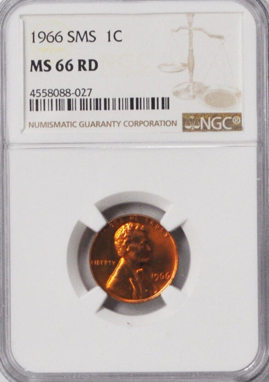 1966 SMS 1c Lincoln One Cent Memorial Cent NGC MS 66 RD Gem Uncirculated