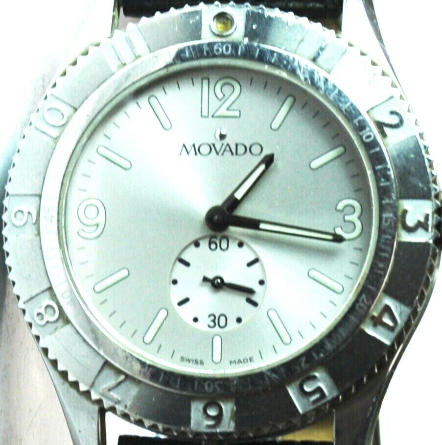 Men's Movado Gentry 84 N2 1890 Silver Dial 37mm SS Wristwatch Swiss Quartz