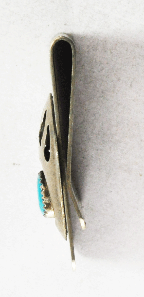 Sterling Silver Mae Bia Bear Paw Turquoise Money Clip 2" x 1"