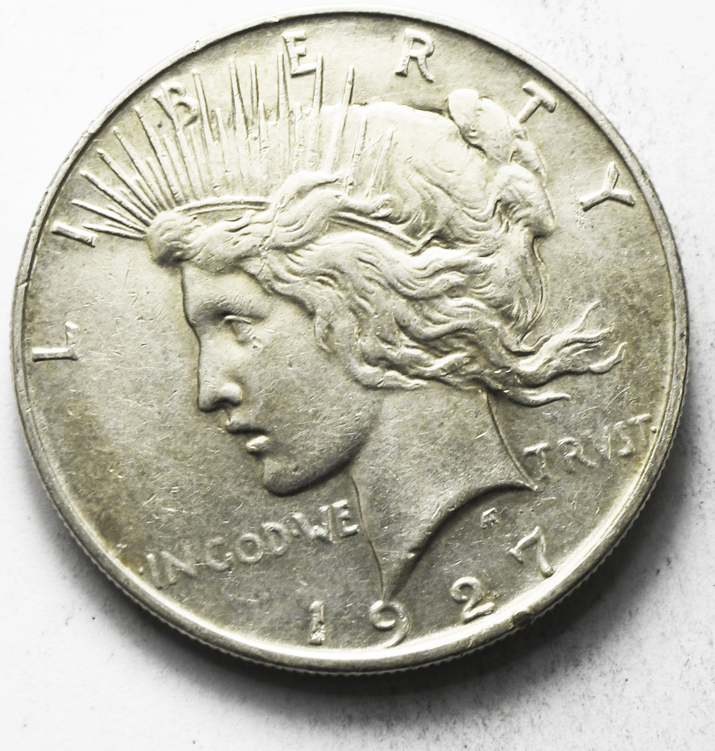 1927 D $1 Peace Silver One Dollar US Denver AU