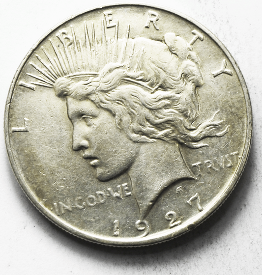 1927 D $1 Peace Silver One Dollar US Denver AU