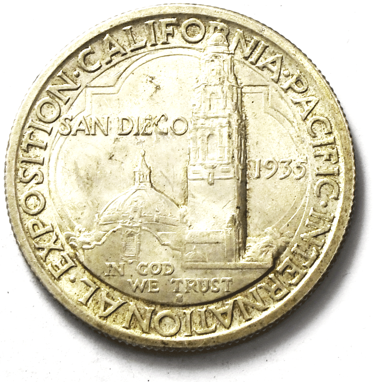 1935 S 50c San Diego Commemorative Silver Half Dollar AU