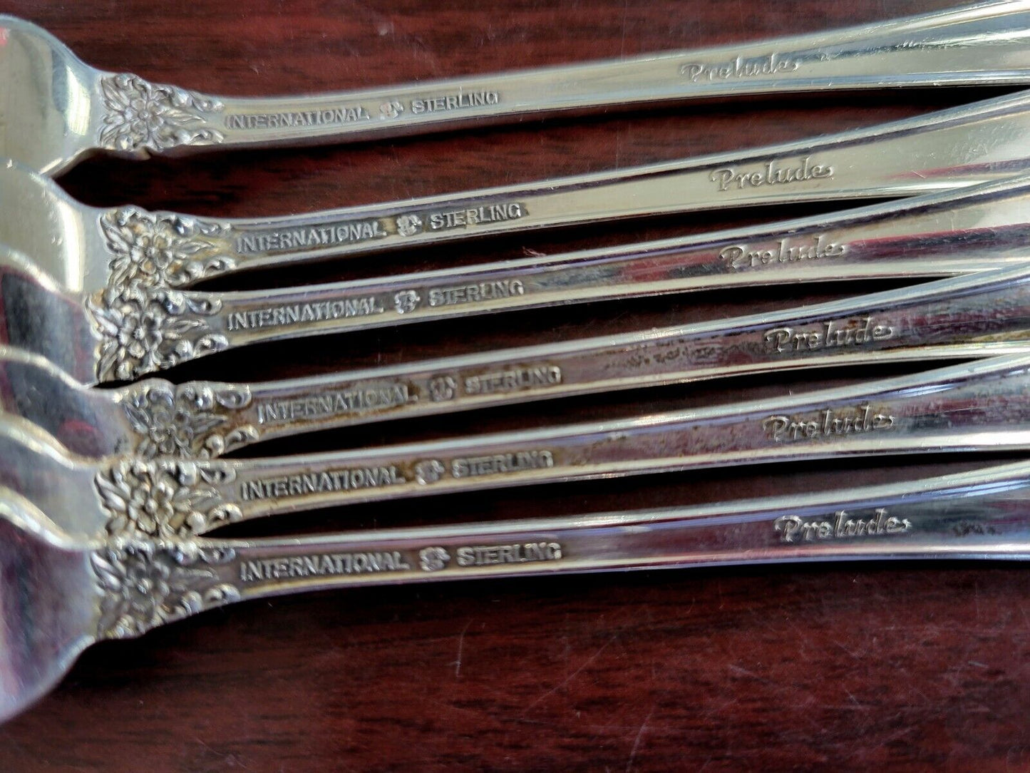 6pc Set of Prelude by International Sterling Silver 5 1/2" Cocktail Forks 3.4oz