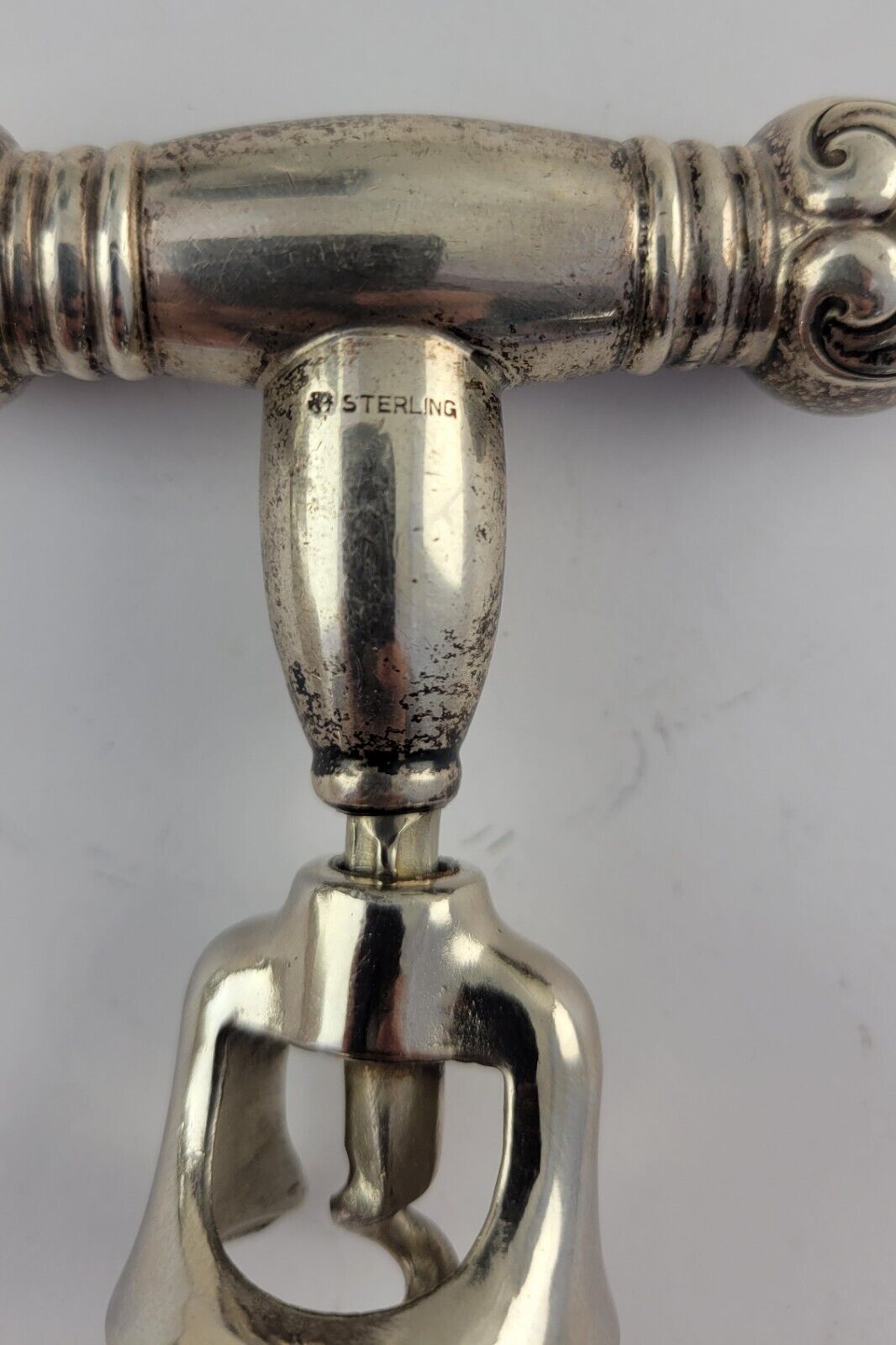 Antique Walker Bell Sterling Silver Corkscrew Barware Wine Opener