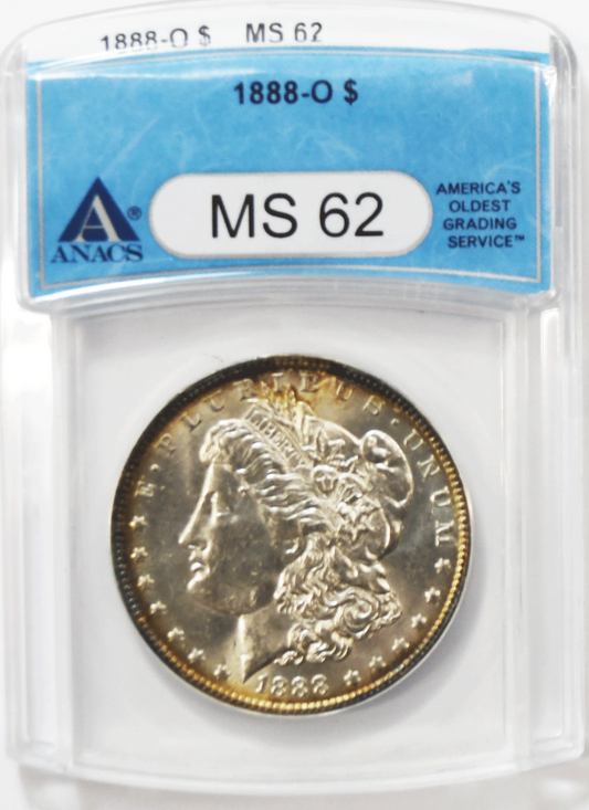 1888 O $1 Morgan Silver One Dollar US Coin New Orleans ANACS MS62
