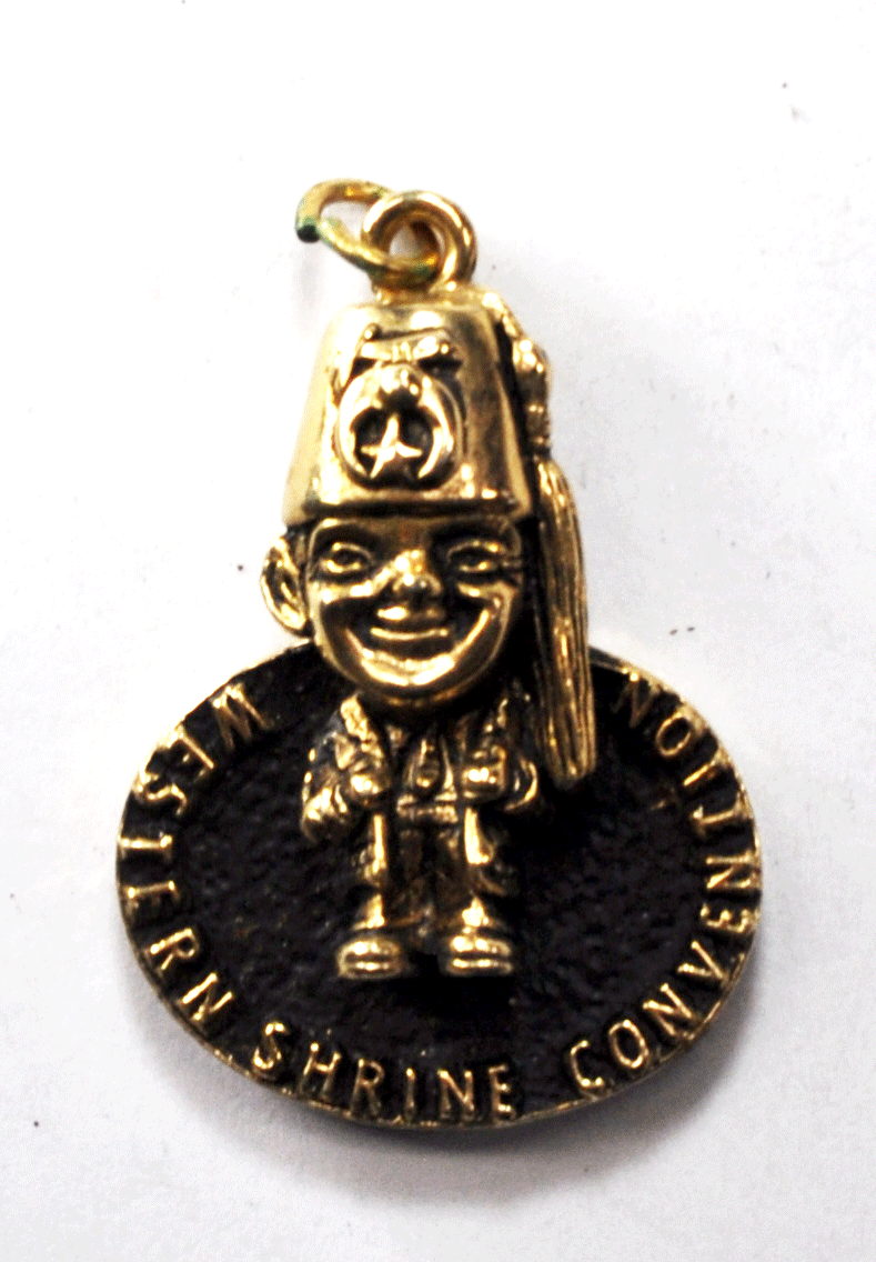 Al Malaikah 1959 Les White Potentate LA Western Shrine Convention Fob Pendant