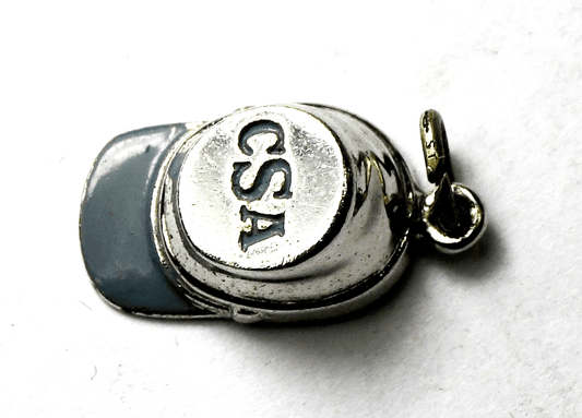 Sterling Silver CSA Confederate Soldier Cap Enamel Charm 18mm x 10mm