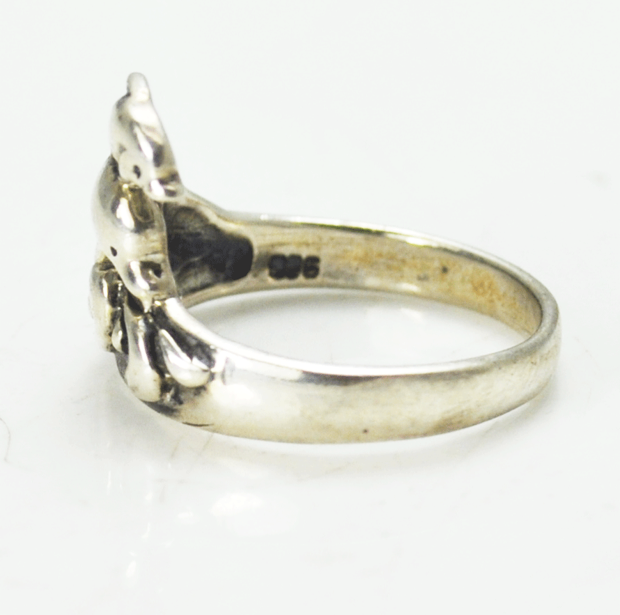 Sterling Silver Double Leaping Dolphin Over Water 15mm Size 8 Ring Aquatic Sea