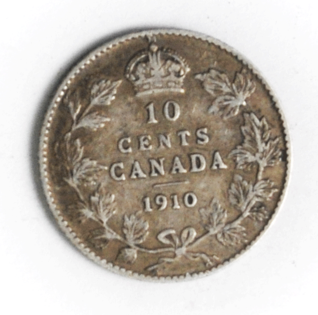 1910 Canada 10 Five Ten Cents Silver Dime KM# 10
