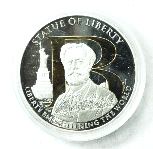 American Mint Bartholdi Statue of Liberty Silver Plate Two Tone Medal 40mm