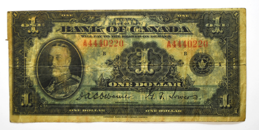 1935 $1 Bank of Canada One Dollar Note Ottawa A4440220