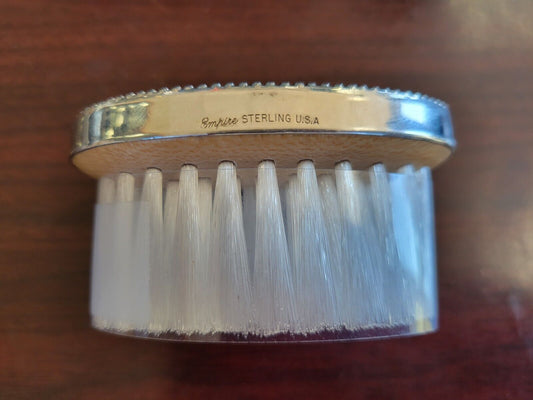 New Empire Silver Sterling Nail Vanity Brush w/Wooden Base