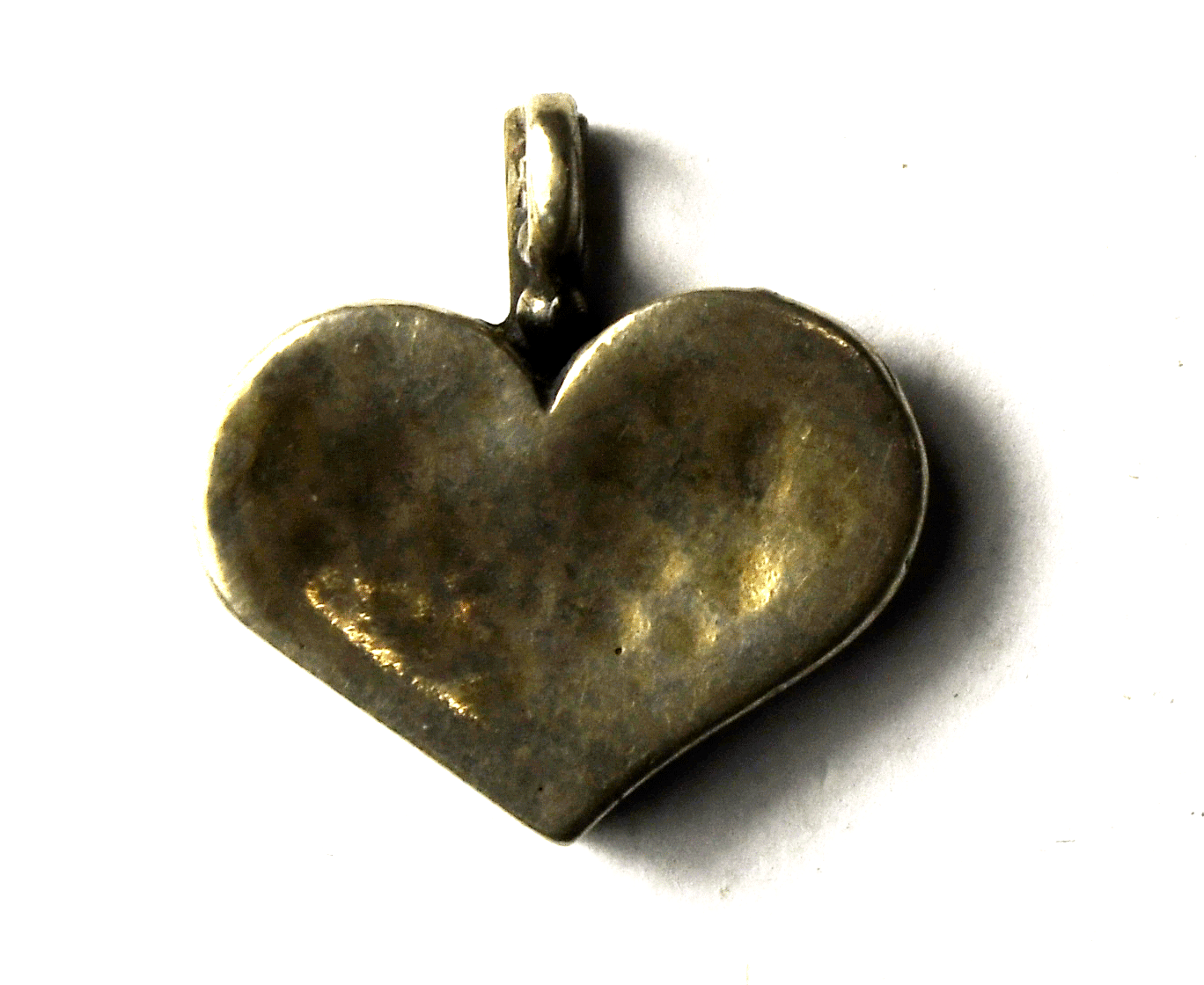 Sterling Silver Israel Didae Hammered Heart Pendant 17mm