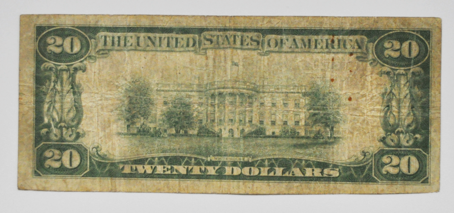 1929 $20 National Currency Note Morganfield NB Kentucky 7490 A000092A