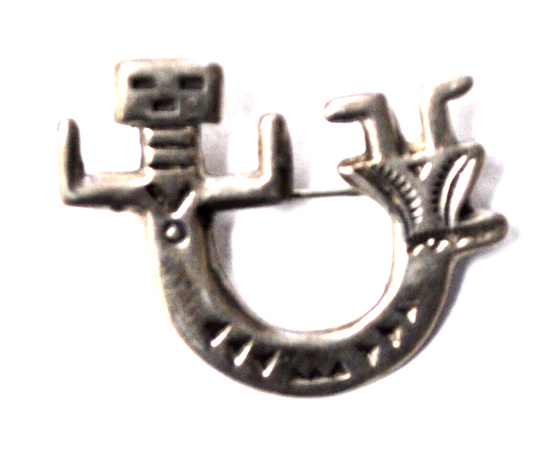 Sterling Silver Wacky Waving Arm Guy Brooch Pin 38mm x 29mm