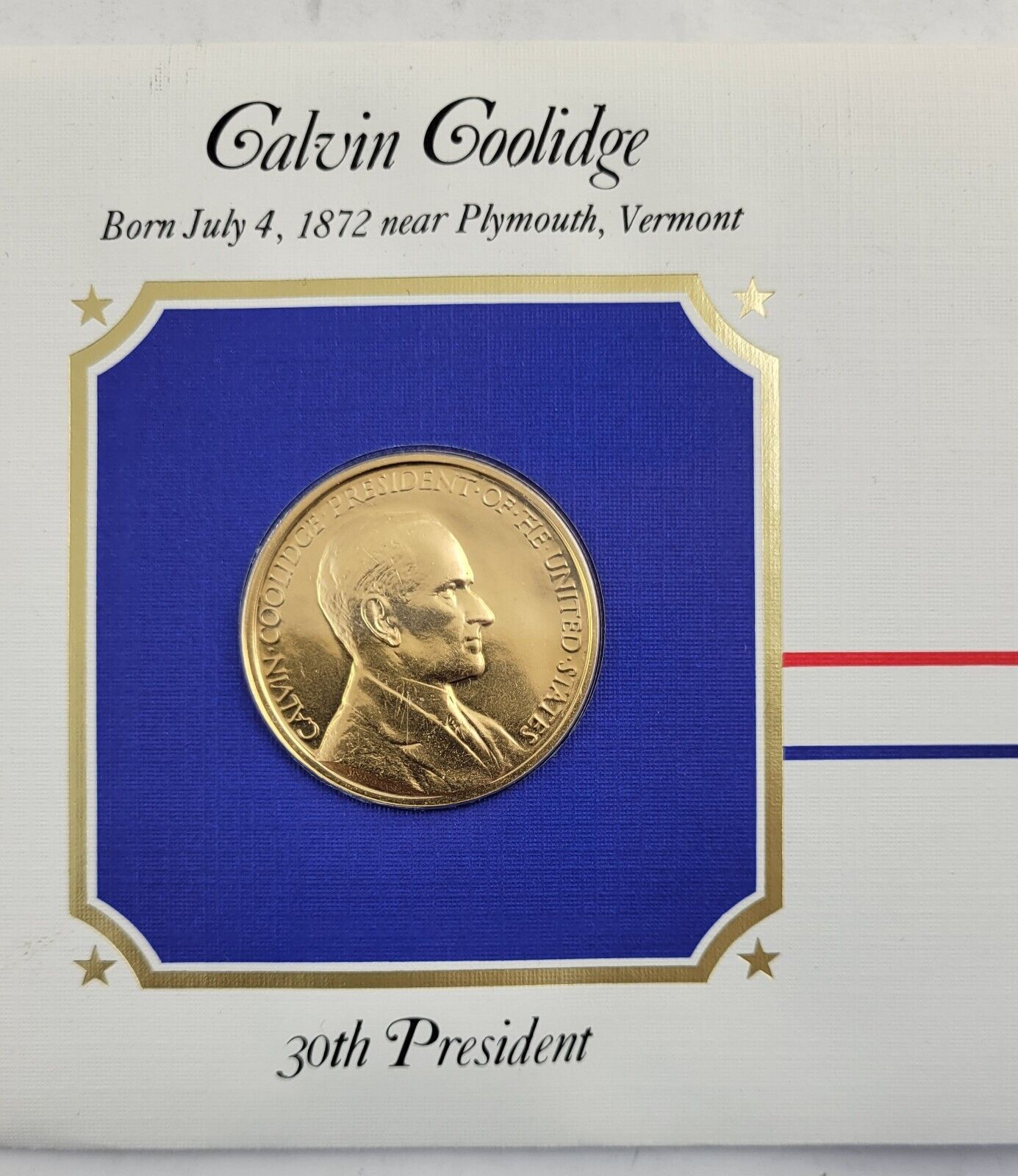 C Coolidge Presidential Covers Medal Postal Commemorative Society Gold Plated