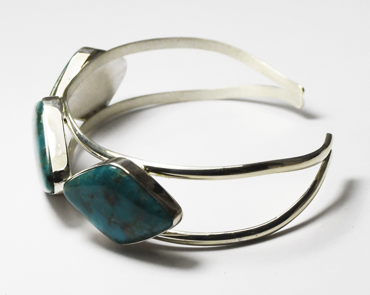 Sterling Silver Desert Rose Compressed Turquoise Cuff Bracelet 18mm 7" Wrist