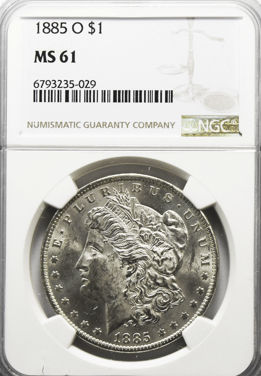 1885 O $1 Morgan Silver Dollar MS61 NGC Uncirculated New Orleans