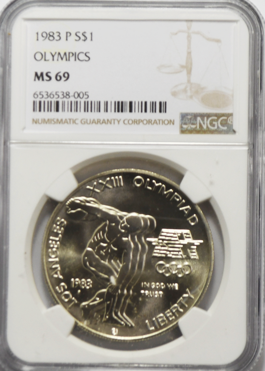 1983 P $1 Olympics Commemorative Silver One Dollar MS69 NGC