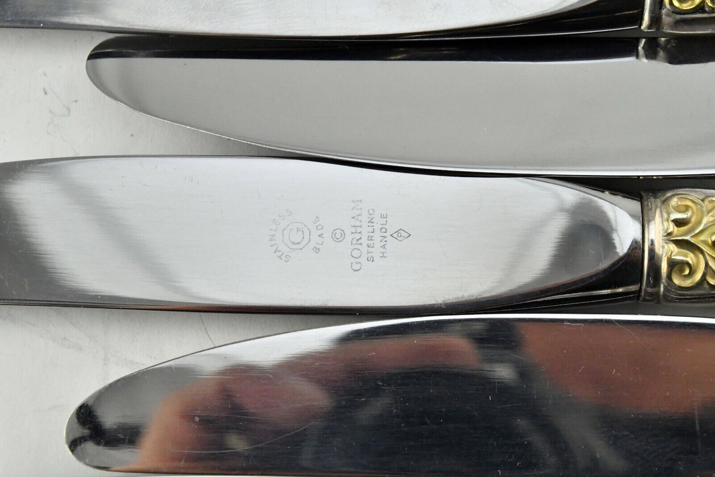 14pc.Hispana-Sovereign "Gold" by Gorham Sterling 9" Hollow Handle Knives Set