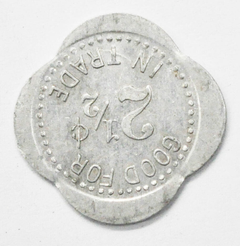 Cafe Valerius 6 West 10th St  2-1/2c Aluminum Trade Token 29mm Netherlands