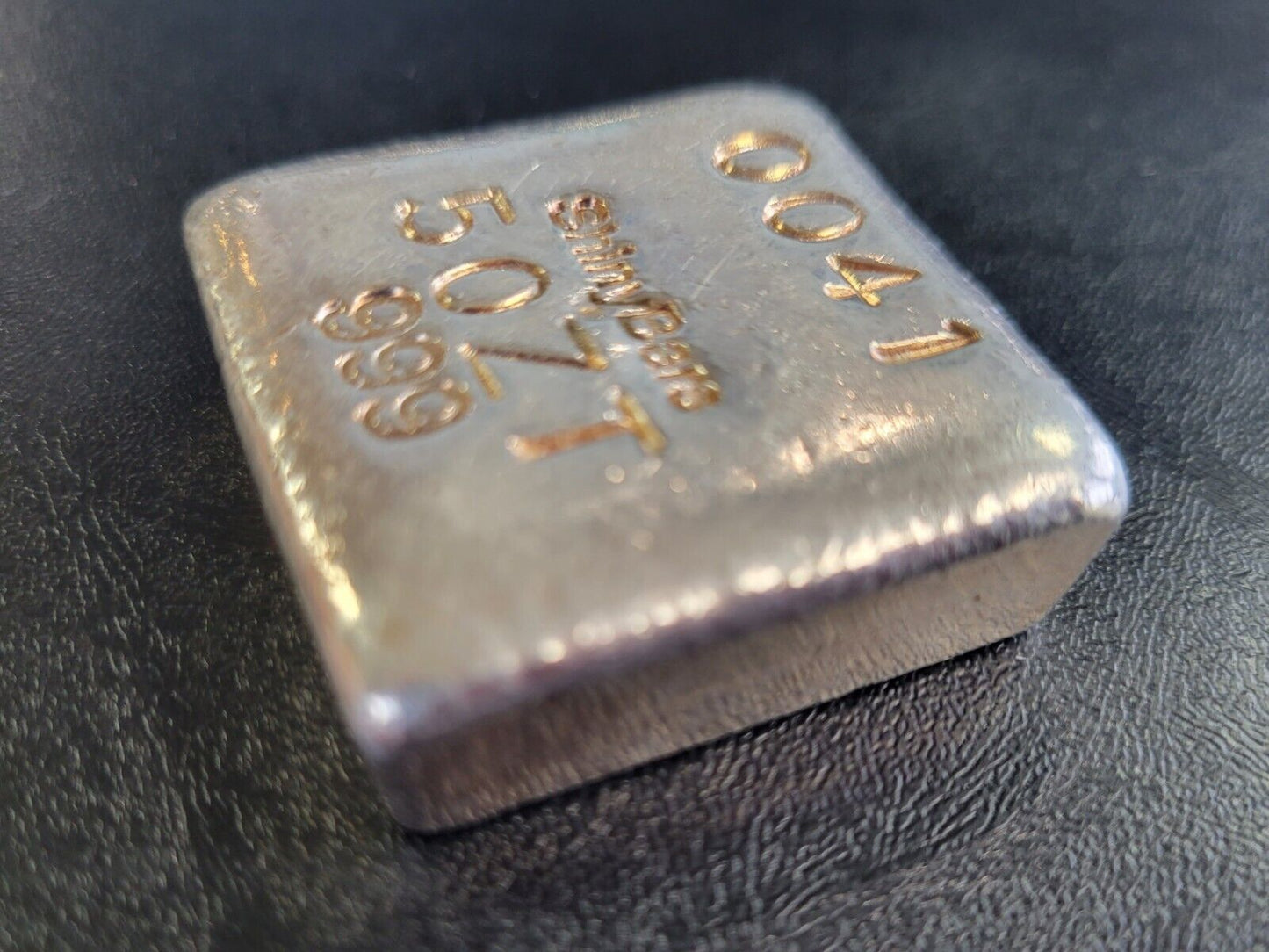Shiny Bars Poured Silver 5 Troy Oz .999 Fine Silver Poured Square Bar