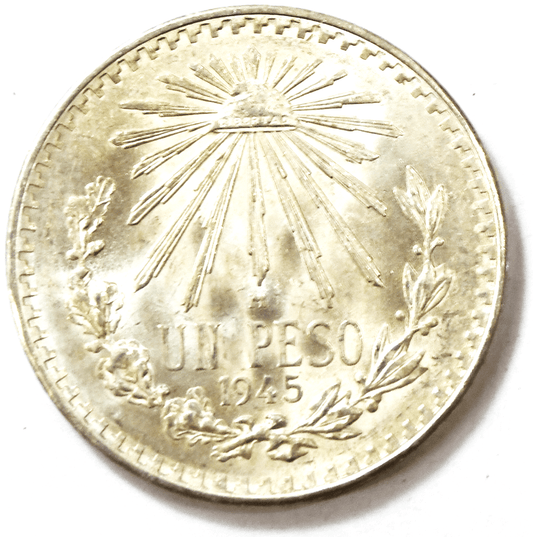 1945 Mexico Silver One Peso Uncirculated Coin KM#45