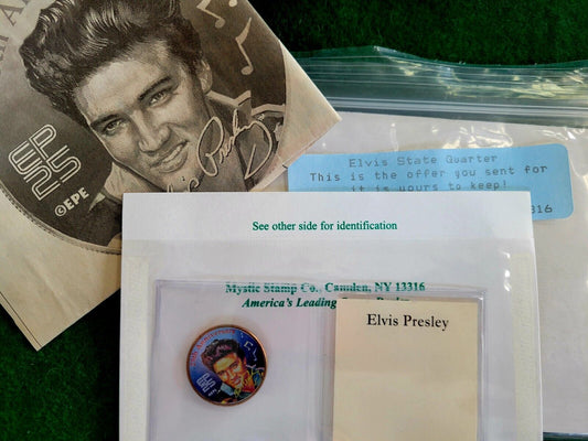 2002 Elvis Presley Colorized 25th Anniversary TN State Quarter, Morgan Mint COA